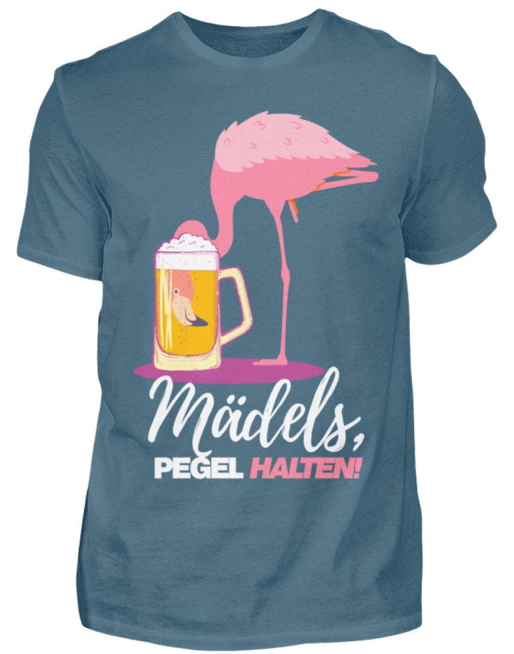 Mädels, Pegel halte - Flamingo  - Herren Shirt - Words on Shirts Sag es mit dem Mittelfinger Shirts Hoodies Sweatshirt Taschen Gymsack Spruch Sprüche Statement