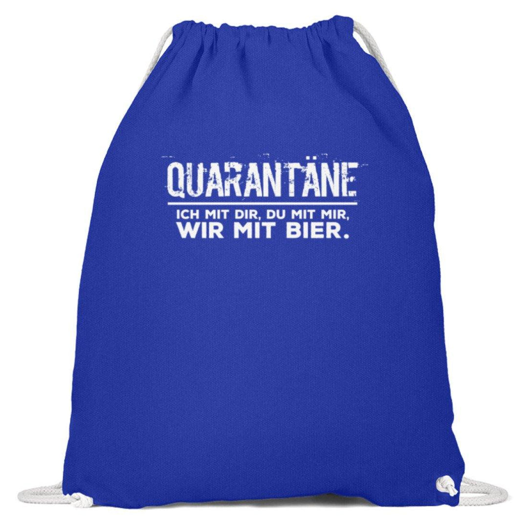 QUARANTÄNE MIT DIR - MIT MIR- MIT BIER  - Baumwoll Gymsac - Words on Shirts Sag es mit dem Mittelfinger Shirts Hoodies Sweatshirt Taschen Gymsack Spruch Sprüche Statement