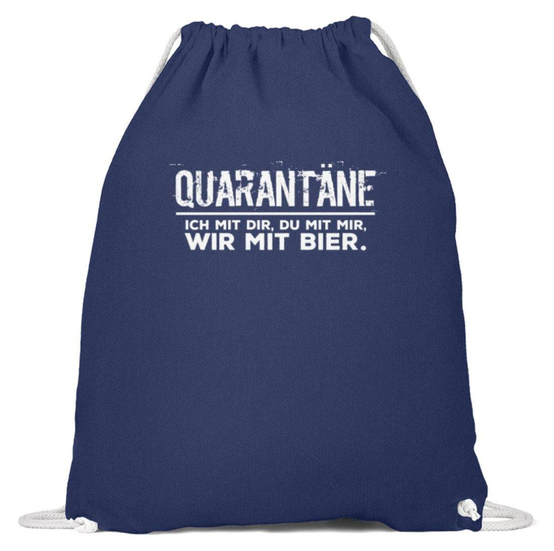 QUARANTÄNE MIT DIR - MIT MIR- MIT BIER  - Baumwoll Gymsac - Words on Shirts Sag es mit dem Mittelfinger Shirts Hoodies Sweatshirt Taschen Gymsack Spruch Sprüche Statement