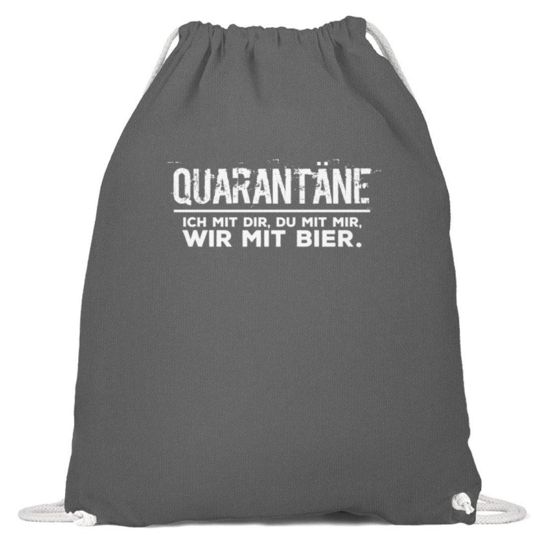 QUARANTÄNE MIT DIR - MIT MIR- MIT BIER  - Baumwoll Gymsac - Words on Shirts Sag es mit dem Mittelfinger Shirts Hoodies Sweatshirt Taschen Gymsack Spruch Sprüche Statement