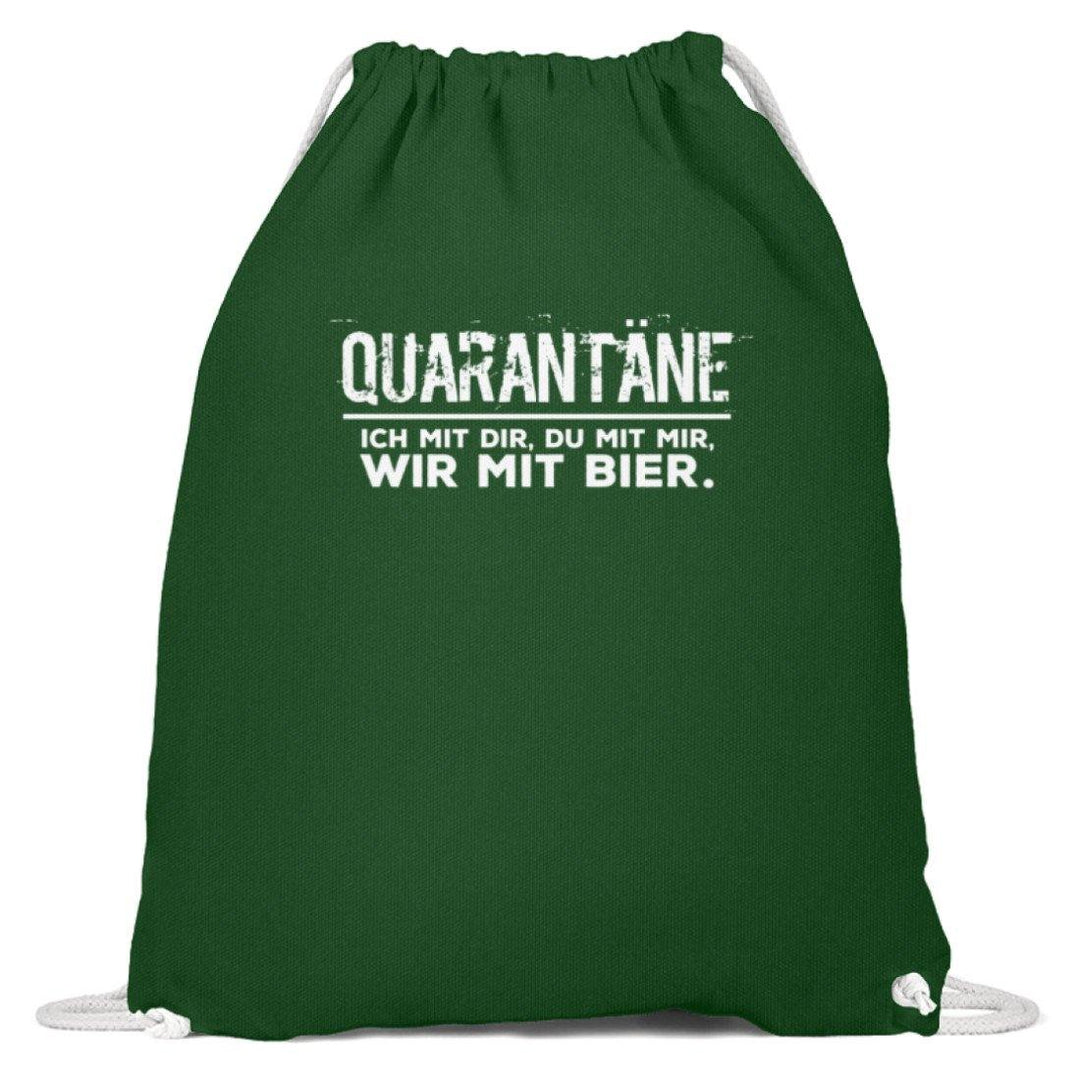 QUARANTÄNE MIT DIR - MIT MIR- MIT BIER  - Baumwoll Gymsac - Words on Shirts Sag es mit dem Mittelfinger Shirts Hoodies Sweatshirt Taschen Gymsack Spruch Sprüche Statement