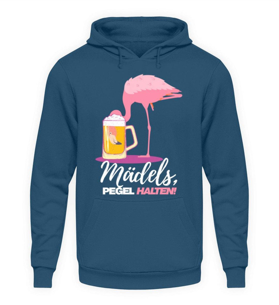 Mädels, Pegel halte - Flamingo  - Unisex Kapuzenpullover Hoodie - Words on Shirts Sag es mit dem Mittelfinger Shirts Hoodies Sweatshirt Taschen Gymsack Spruch Sprüche Statement