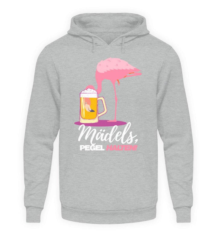 Mädels, Pegel halte - Flamingo  - Unisex Kapuzenpullover Hoodie - Words on Shirts Sag es mit dem Mittelfinger Shirts Hoodies Sweatshirt Taschen Gymsack Spruch Sprüche Statement