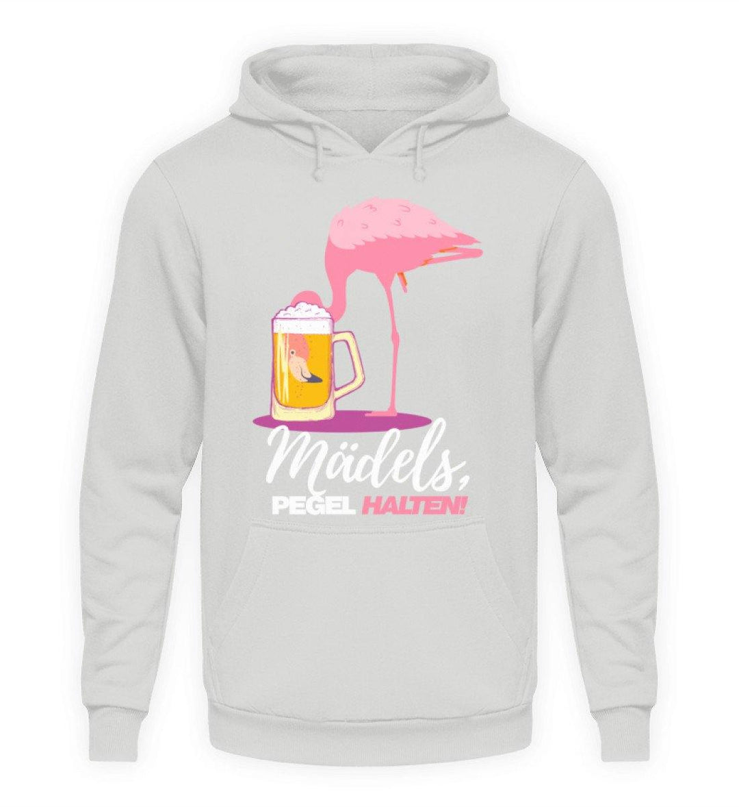 Mädels, Pegel halte - Flamingo  - Unisex Kapuzenpullover Hoodie - Words on Shirts Sag es mit dem Mittelfinger Shirts Hoodies Sweatshirt Taschen Gymsack Spruch Sprüche Statement