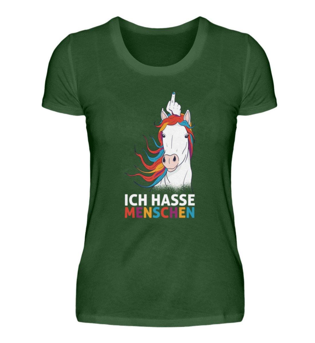 Einhorn hasse Menschen Words on Shirts  - Damen Premiumshirt
