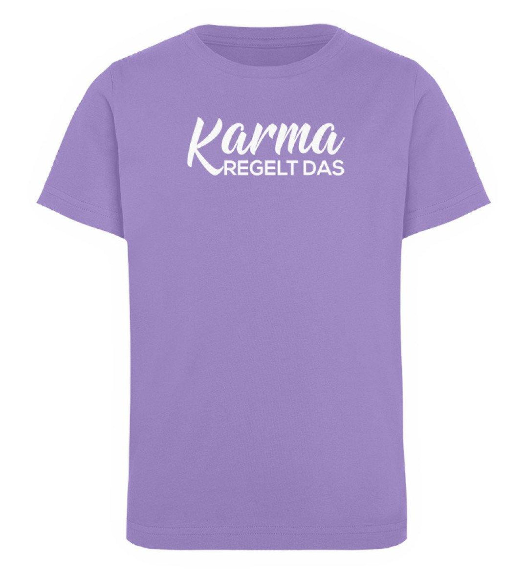 Karma regelt das-  Words on Shirts - PR  - Kinder Organic T-Shirt - Words on Shirts Sag es mit dem Mittelfinger Shirts Hoodies Sweatshirt Taschen Gymsack Spruch Sprüche Statement