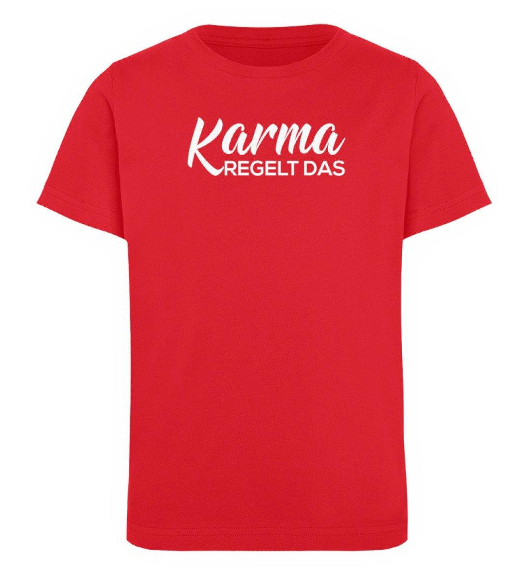 Karma regelt das-  Words on Shirts - PR  - Kinder Organic T-Shirt - Words on Shirts Sag es mit dem Mittelfinger Shirts Hoodies Sweatshirt Taschen Gymsack Spruch Sprüche Statement