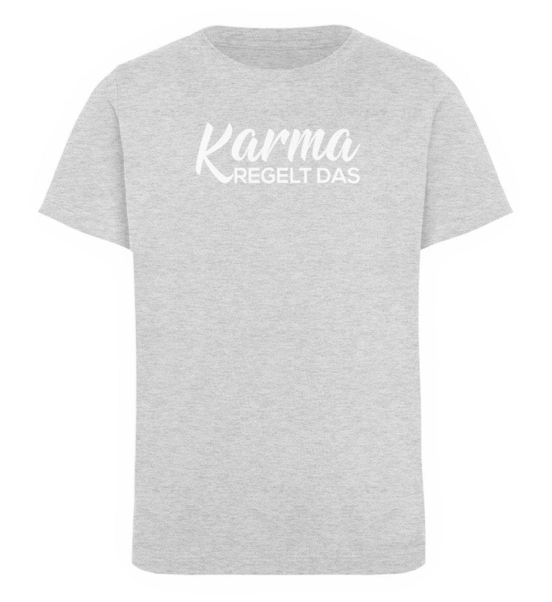 Karma regelt das-  Words on Shirts - PR  - Kinder Organic T-Shirt - Words on Shirts Sag es mit dem Mittelfinger Shirts Hoodies Sweatshirt Taschen Gymsack Spruch Sprüche Statement