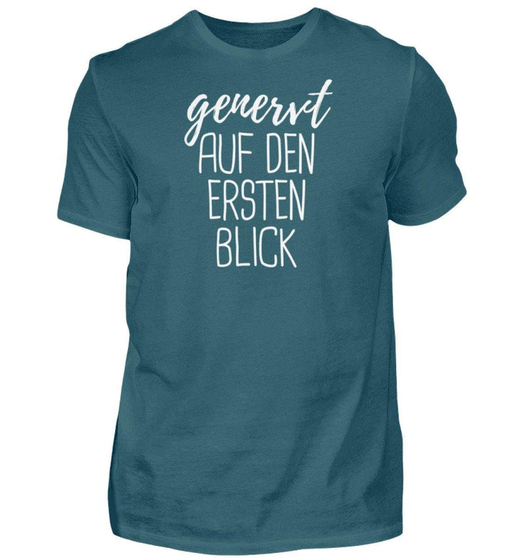 Genervt ersten Blick  - Words on Shirts  - Herren Shirt - Words on Shirts Sag es mit dem Mittelfinger Shirts Hoodies Sweatshirt Taschen Gymsack Spruch Sprüche Statement