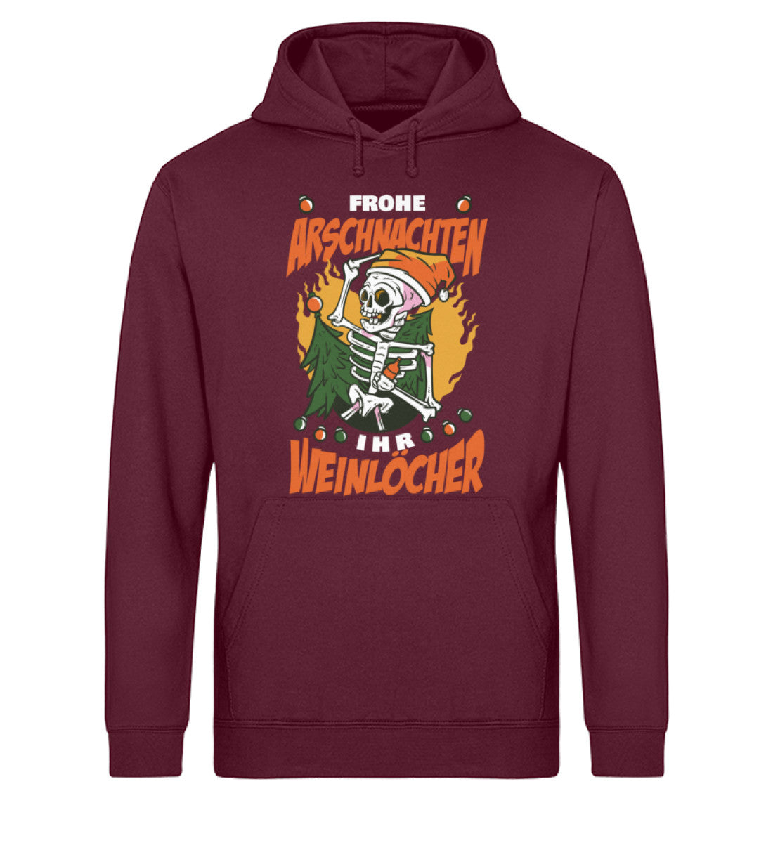 Frohe Arschnachten - Weinlöcher Skelett  - Unisex Organic Hoodie