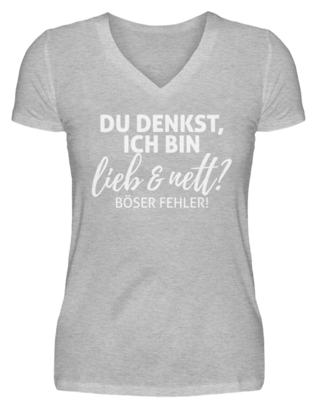 Du denkst ich bin lieb und nett?  - V-Neck Damenshirt
