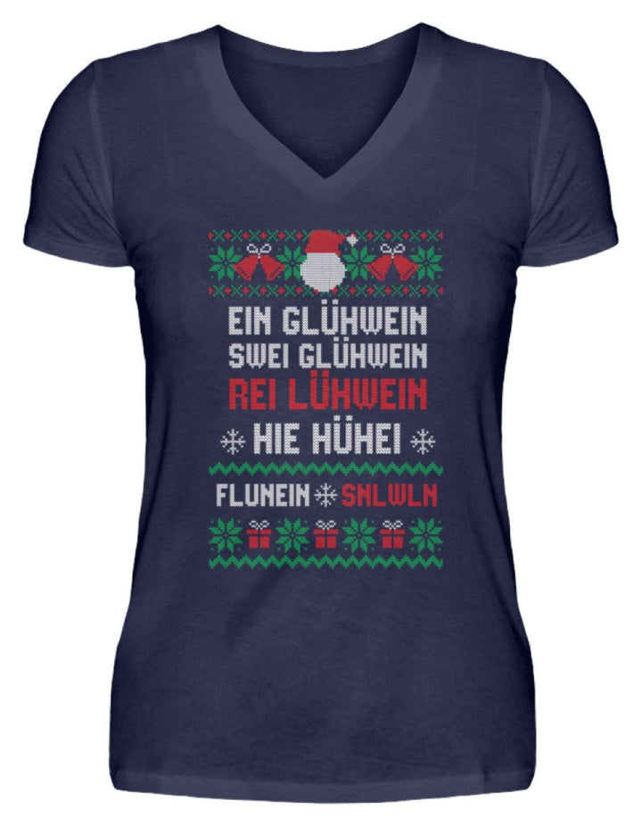 1 2 3 4 5 6 Glühwein - Words on Shirts  - V-Neck Damenshirt - Words on Shirts Sag es mit dem Mittelfinger Shirts Hoodies Sweatshirt Taschen Gymsack Spruch Sprüche Statement