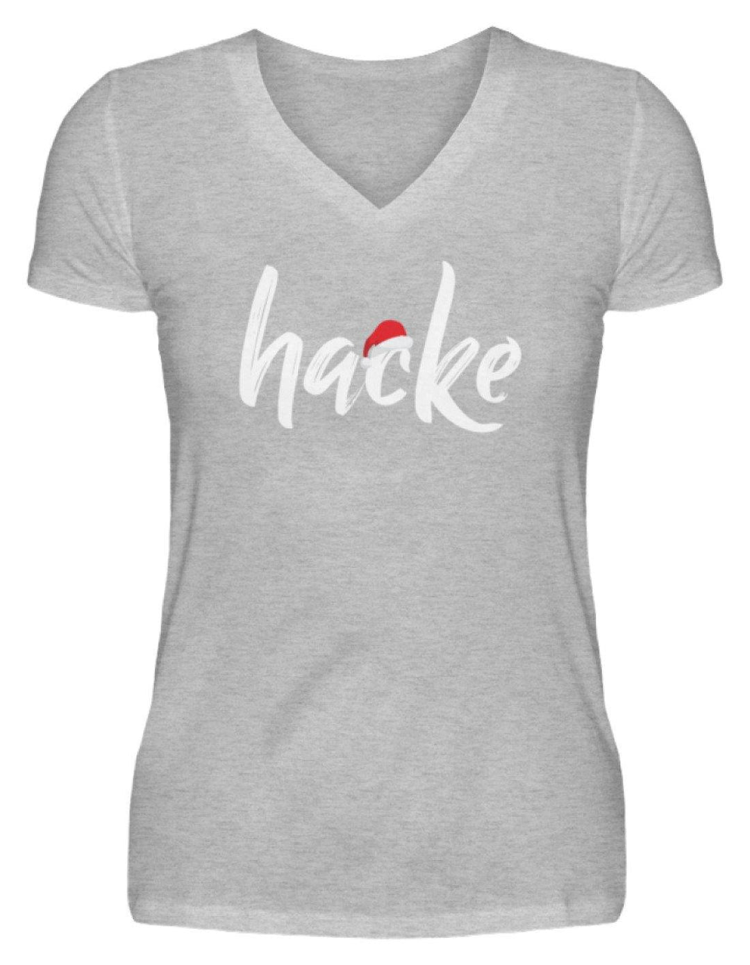 Hacke - Hacke Dicht - Words on Shirts  - V-Neck Damenshirt - Words on Shirts Sag es mit dem Mittelfinger Shirts Hoodies Sweatshirt Taschen Gymsack Spruch Sprüche Statement