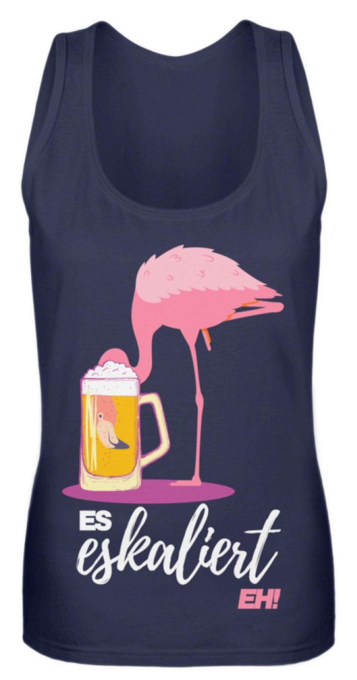Es Eskaliert Eh - Flamingo  - Frauen Tanktop - Words on Shirts Sag es mit dem Mittelfinger Shirts Hoodies Sweatshirt Taschen Gymsack Spruch Sprüche Statement