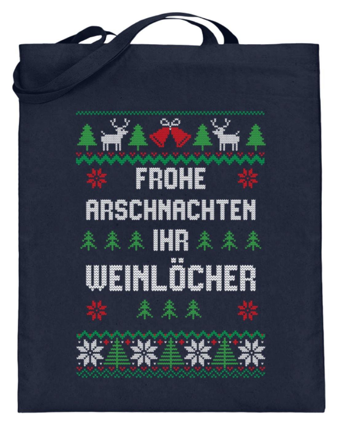 Frohe Arschnachten - Words on Shirts  - Jutebeutel (mit langen Henkeln)