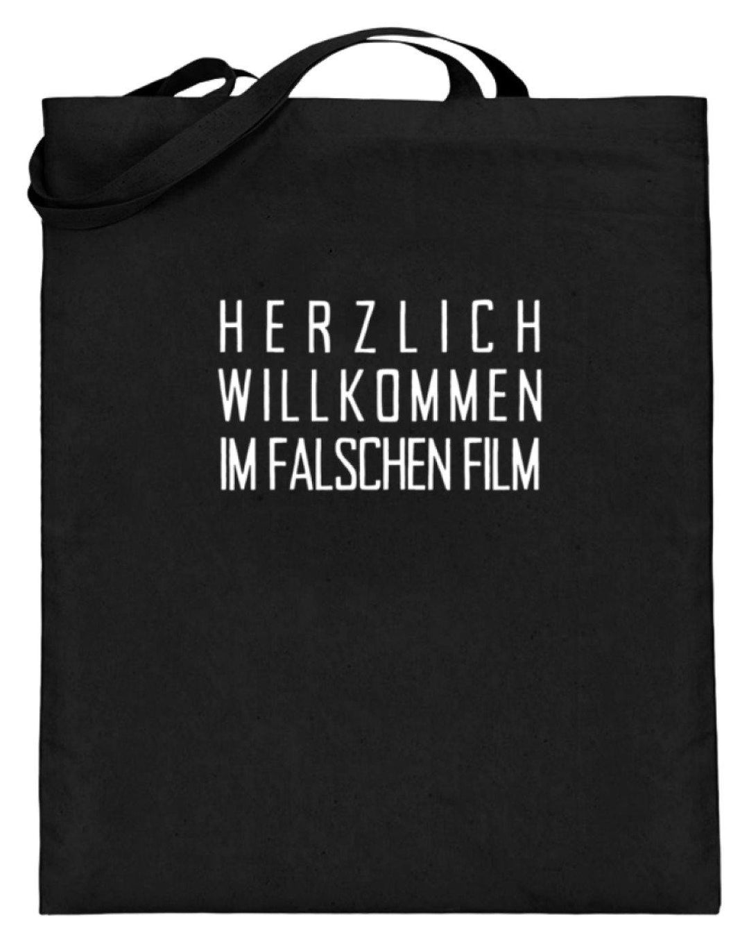 Herzlich willkommen im falschen Film  - Jutebeutel (mit langen Henkeln) - Words on Shirts