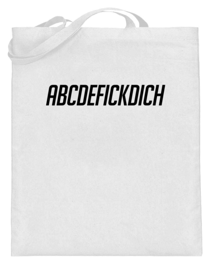 ABCDEF......... Words on Shirts  - Jutebeutel (mit langen Henkeln) - Words on Shirts Sag es mit dem Mittelfinger Shirts Hoodies Sweatshirt Taschen Gymsack Spruch Sprüche Statement