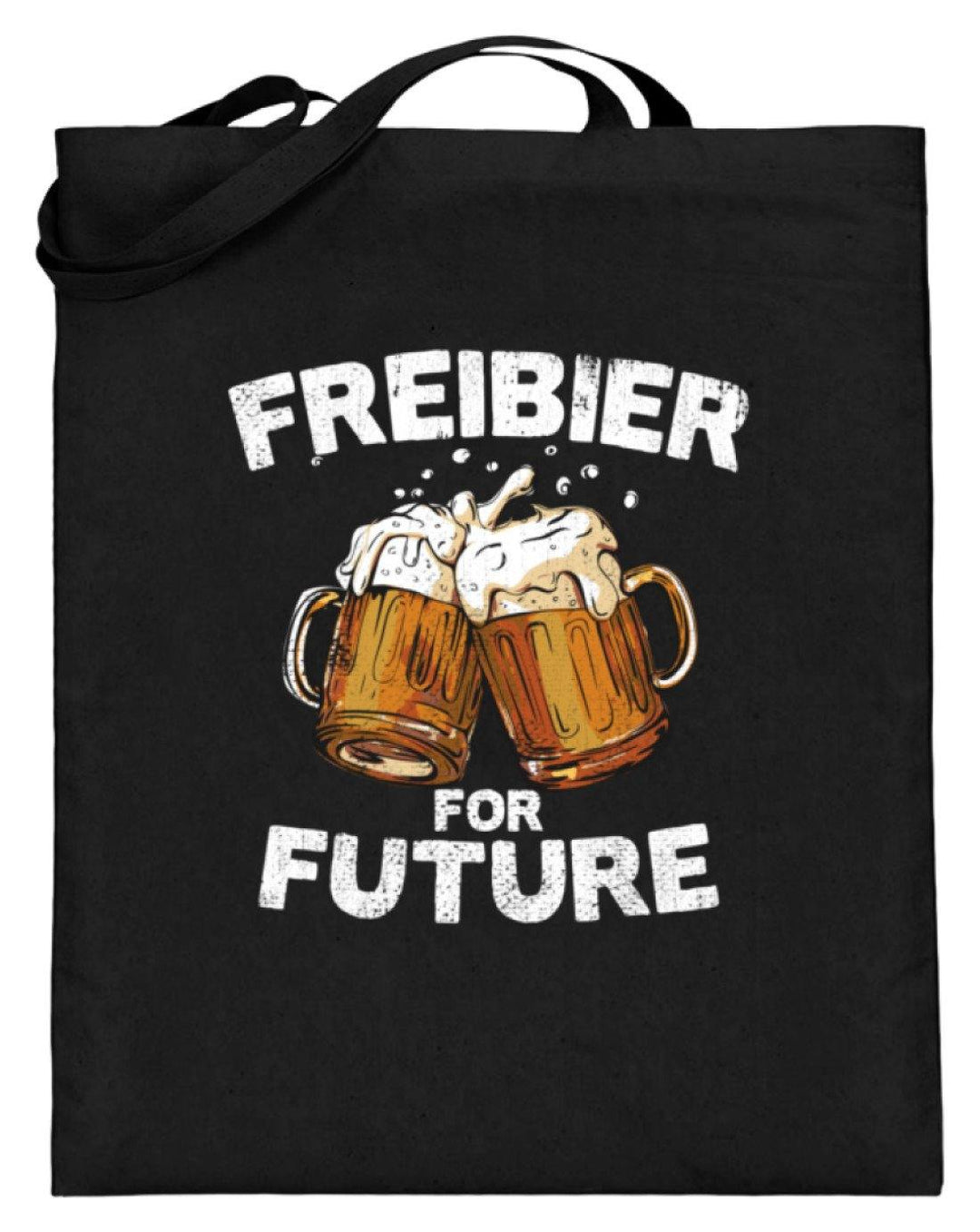 Freibier for Future - Words on Shirts  - Jutebeutel (mit langen Henkeln) - Words on Shirts Sag es mit dem Mittelfinger Shirts Hoodies Sweatshirt Taschen Gymsack Spruch Sprüche Statement