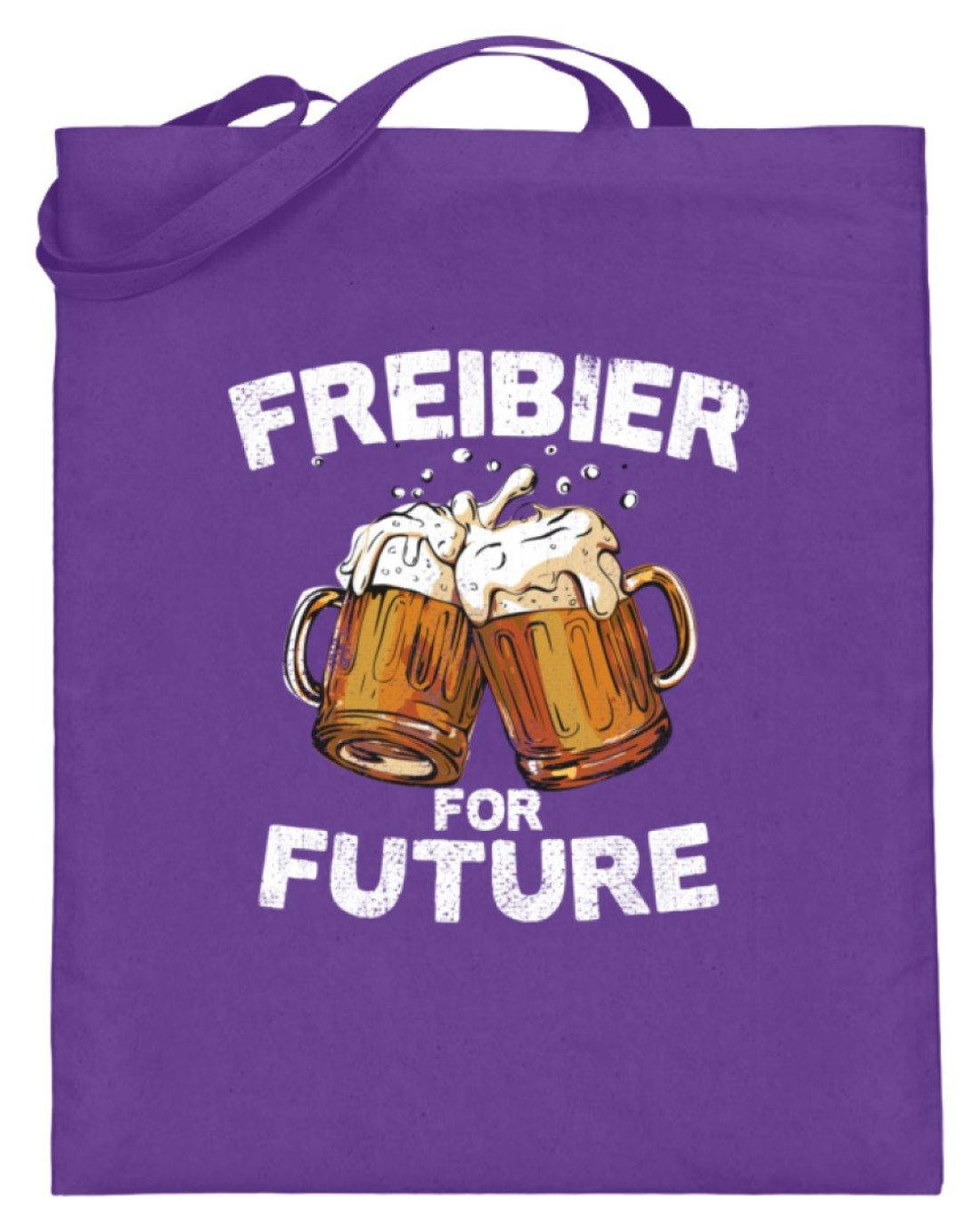 Freibier for Future - Words on Shirts  - Jutebeutel (mit langen Henkeln) - Words on Shirts Sag es mit dem Mittelfinger Shirts Hoodies Sweatshirt Taschen Gymsack Spruch Sprüche Statement