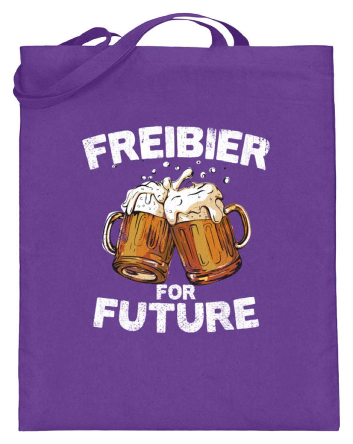 Freibier for Future - Words on Shirts  - Jutebeutel (mit langen Henkeln) - Words on Shirts Sag es mit dem Mittelfinger Shirts Hoodies Sweatshirt Taschen Gymsack Spruch Sprüche Statement