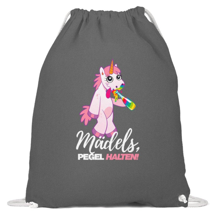 Mädels, Pegel halte - Einhorn  - Baumwoll Gymsac - Words on Shirts Sag es mit dem Mittelfinger Shirts Hoodies Sweatshirt Taschen Gymsack Spruch Sprüche Statement