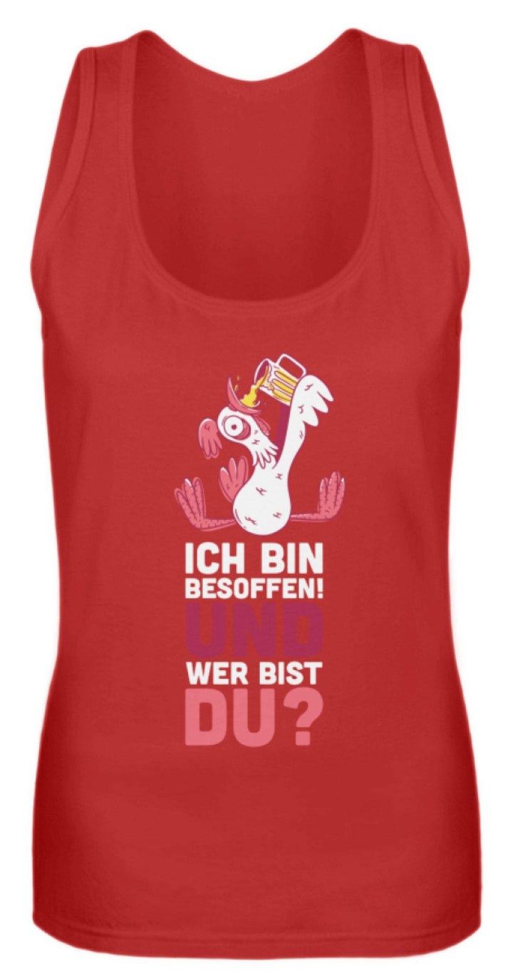 Ich bin Besoffen! Wer bist Du? - WOS  - Frauen Tanktop - Words on Shirts Sag es mit dem Mittelfinger Shirts Hoodies Sweatshirt Taschen Gymsack Spruch Sprüche Statement