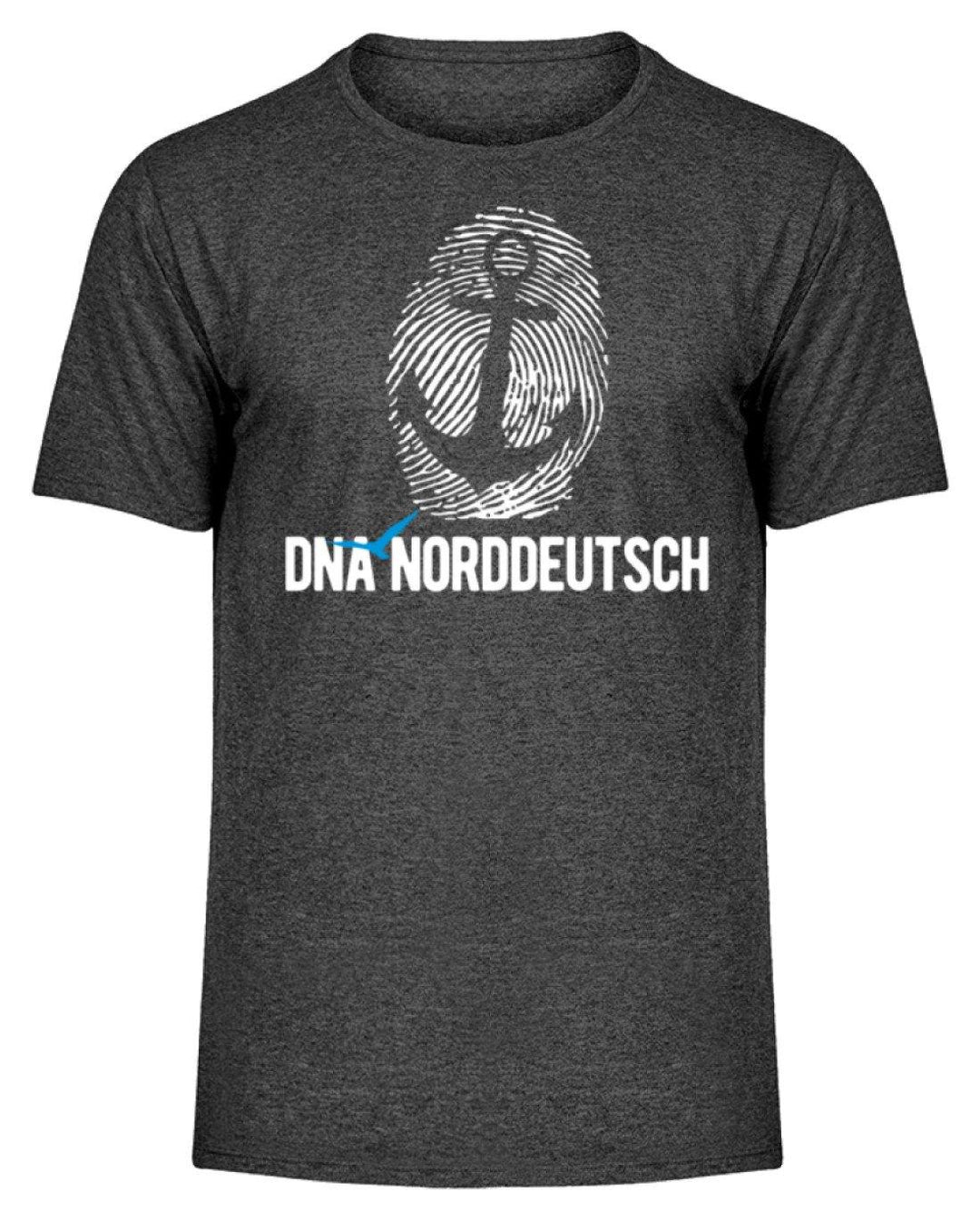 DNA Norddeutsch  - Herren Melange Shirt - Words on Shirts Sag es mit dem Mittelfinger Shirts Hoodies Sweatshirt Taschen Gymsack Spruch Sprüche Statement