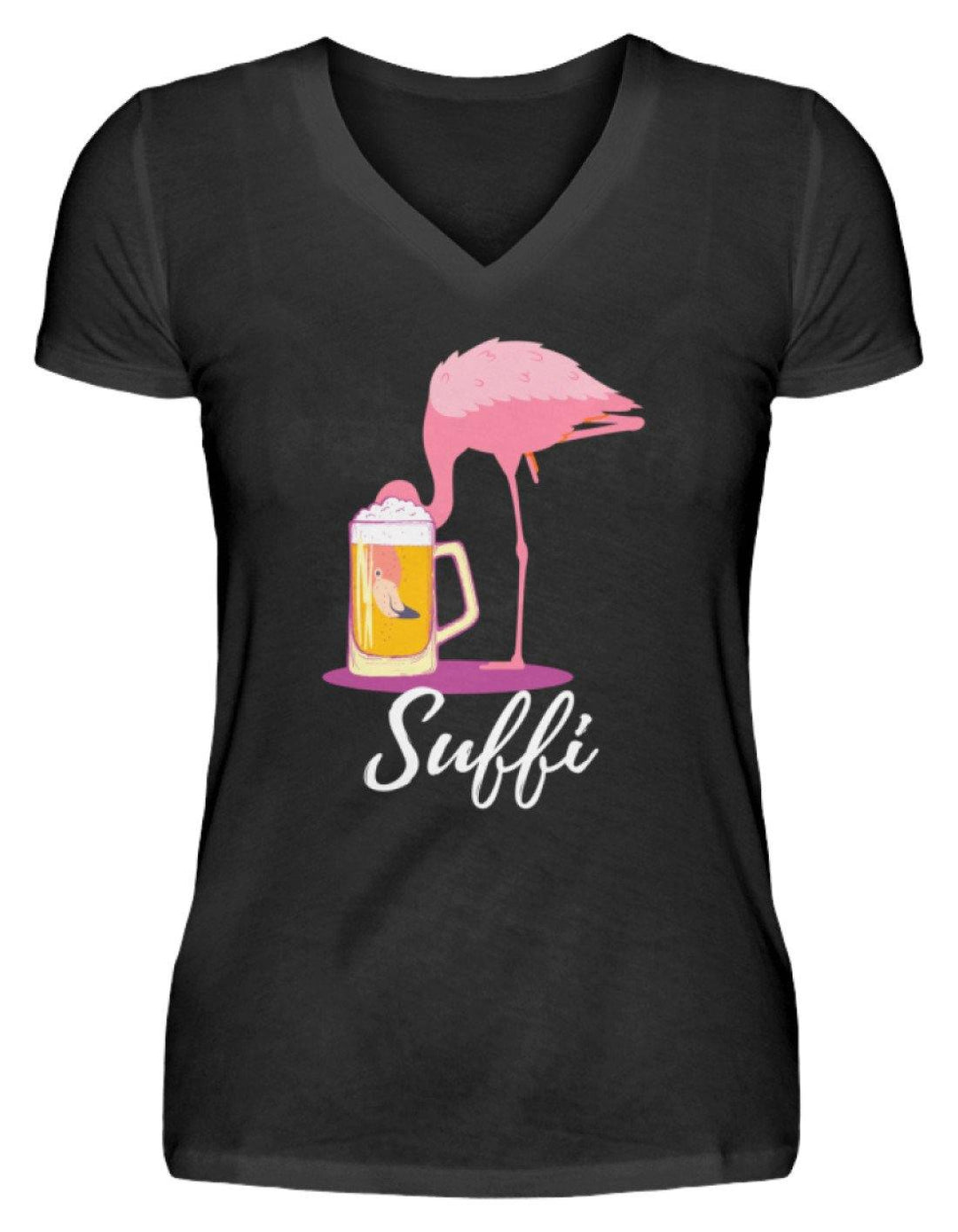 Flamingo Suffi - Words on Shirt  - V-Neck Damenshirt - Words on Shirts Sag es mit dem Mittelfinger Shirts Hoodies Sweatshirt Taschen Gymsack Spruch Sprüche Statement