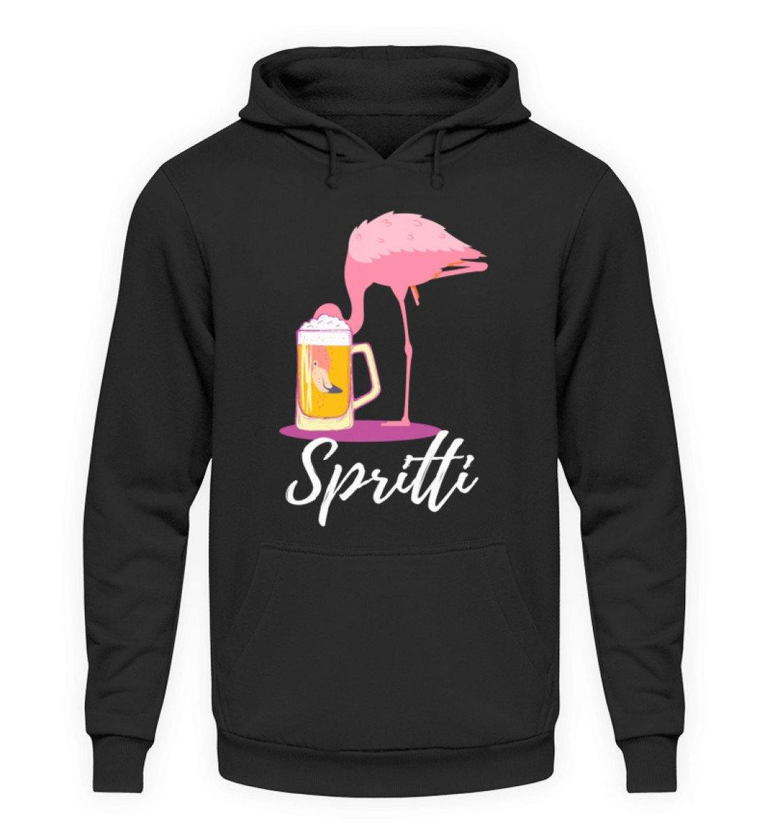 Flamingo Spritti - Words on Shirt  - Unisex Kapuzenpullover Hoodie - Words on Shirts Sag es mit dem Mittelfinger Shirts Hoodies Sweatshirt Taschen Gymsack Spruch Sprüche Statement