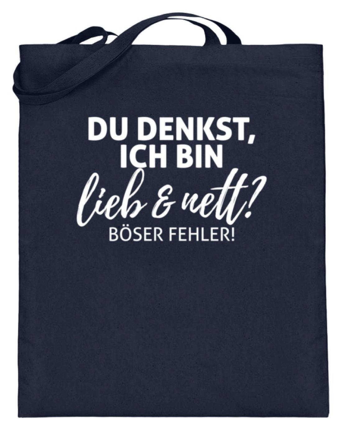 Du denkst ich bin lieb und nett?  - Jutebeutel (mit langen Henkeln)