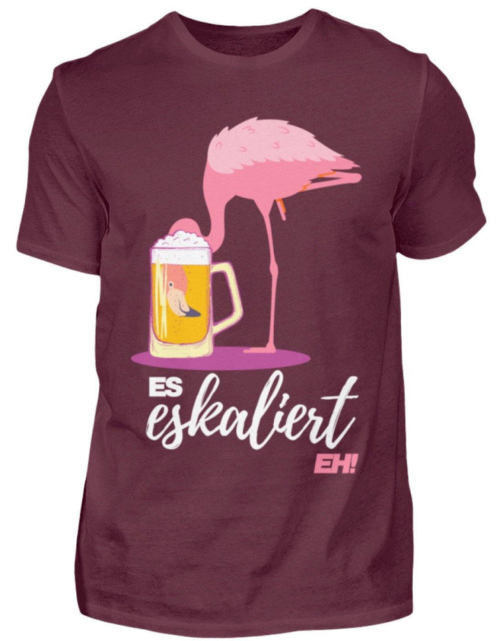 Es Eskaliert Eh - Flamingo  - Herren Shirt - Words on Shirts Sag es mit dem Mittelfinger Shirts Hoodies Sweatshirt Taschen Gymsack Spruch Sprüche Statement
