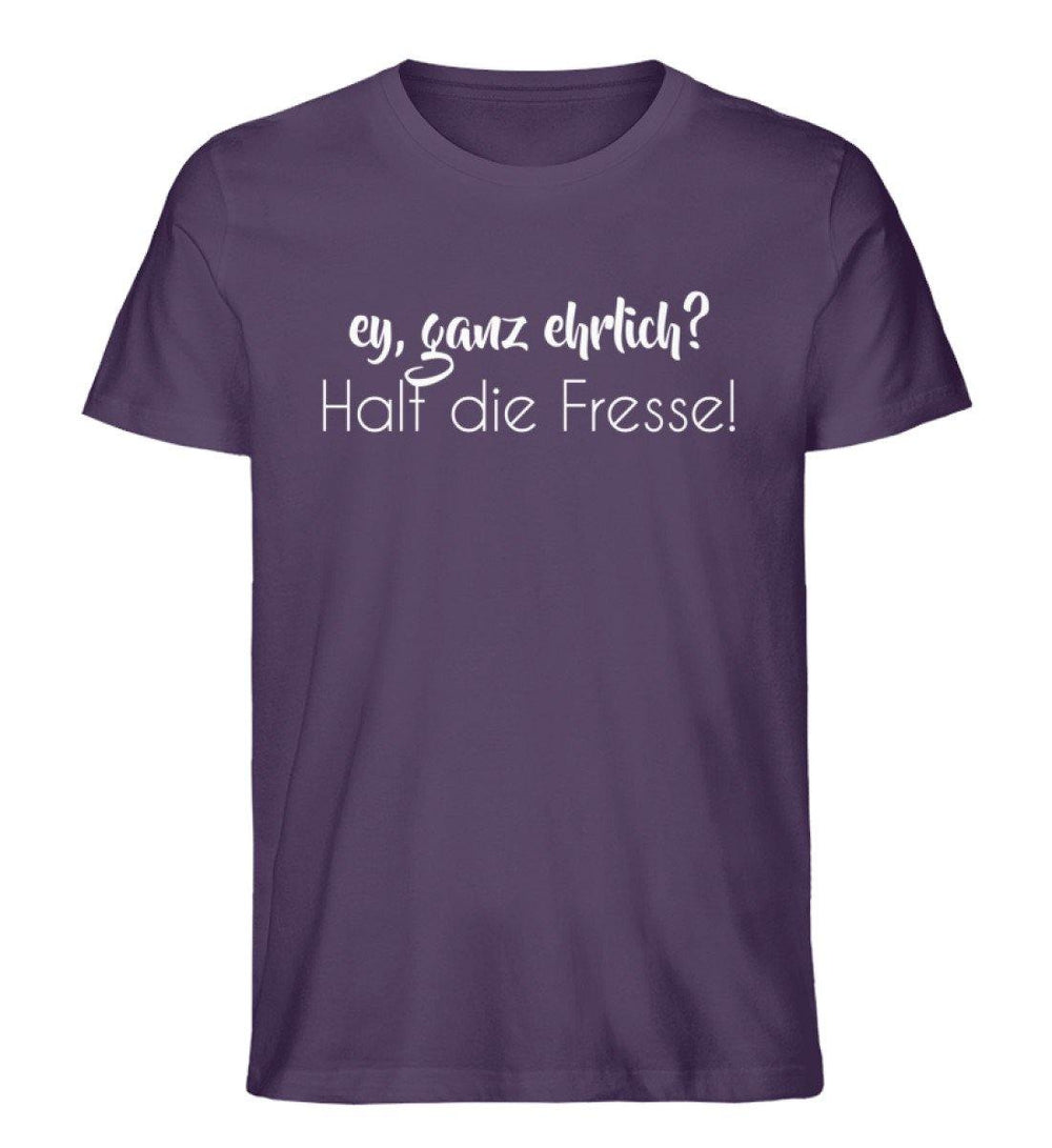 Ey, halt die Fresse Words on Shirts - PR  - Herren Premium Organic Shirt - Words on Shirts Sag es mit dem Mittelfinger Shirts Hoodies Sweatshirt Taschen Gymsack Spruch Sprüche Statement