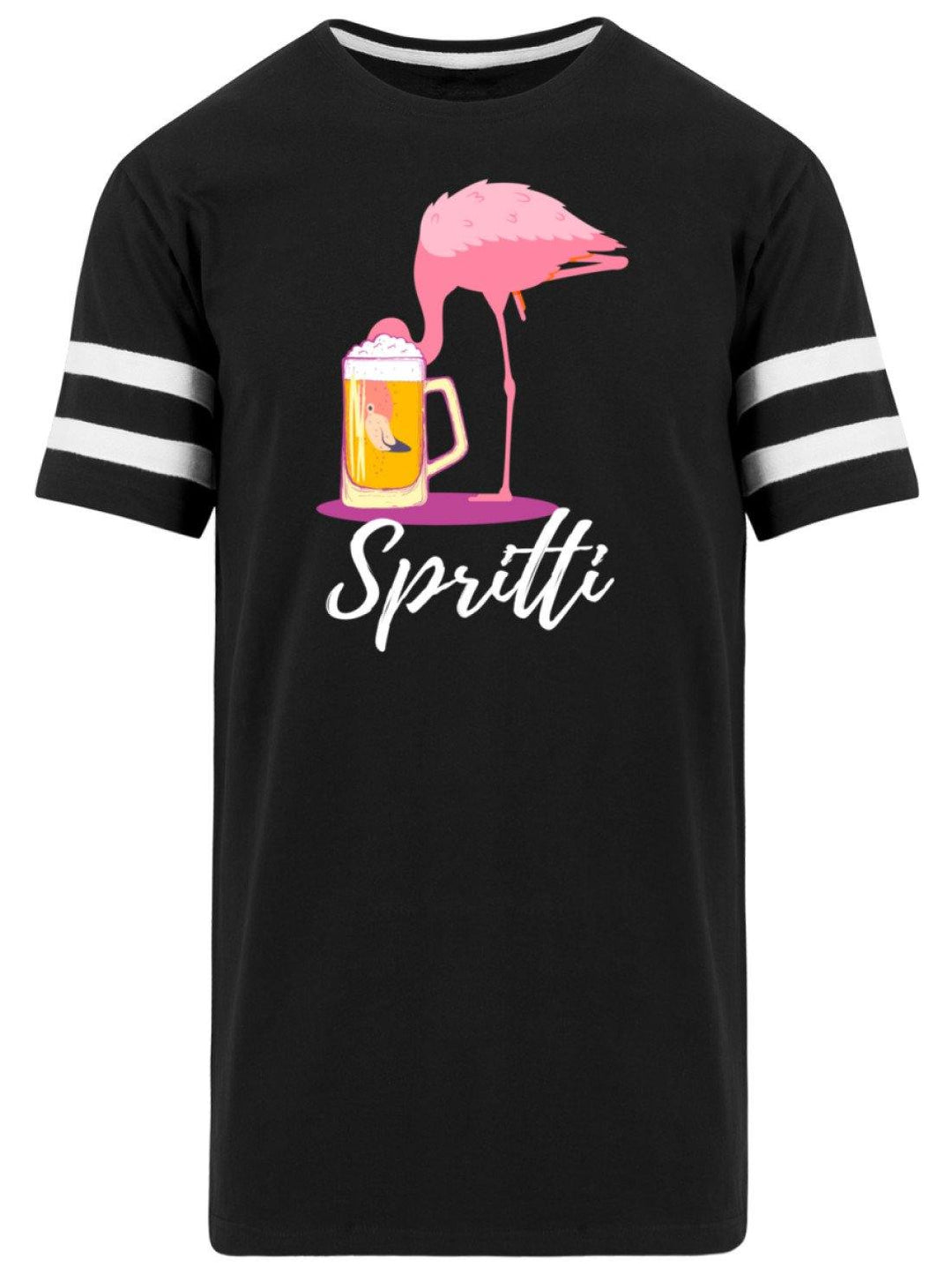 Flamingo Spritti - Words on Shirt  - Herren Striped Long Shirt - Words on Shirts Sag es mit dem Mittelfinger Shirts Hoodies Sweatshirt Taschen Gymsack Spruch Sprüche Statement