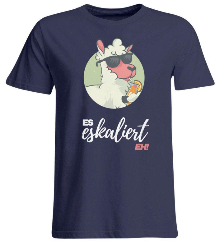 Es eskaliert eh - Lama - Words on Shirts  - Übergrößenshirt - Words on Shirts Sag es mit dem Mittelfinger Shirts Hoodies Sweatshirt Taschen Gymsack Spruch Sprüche Statement