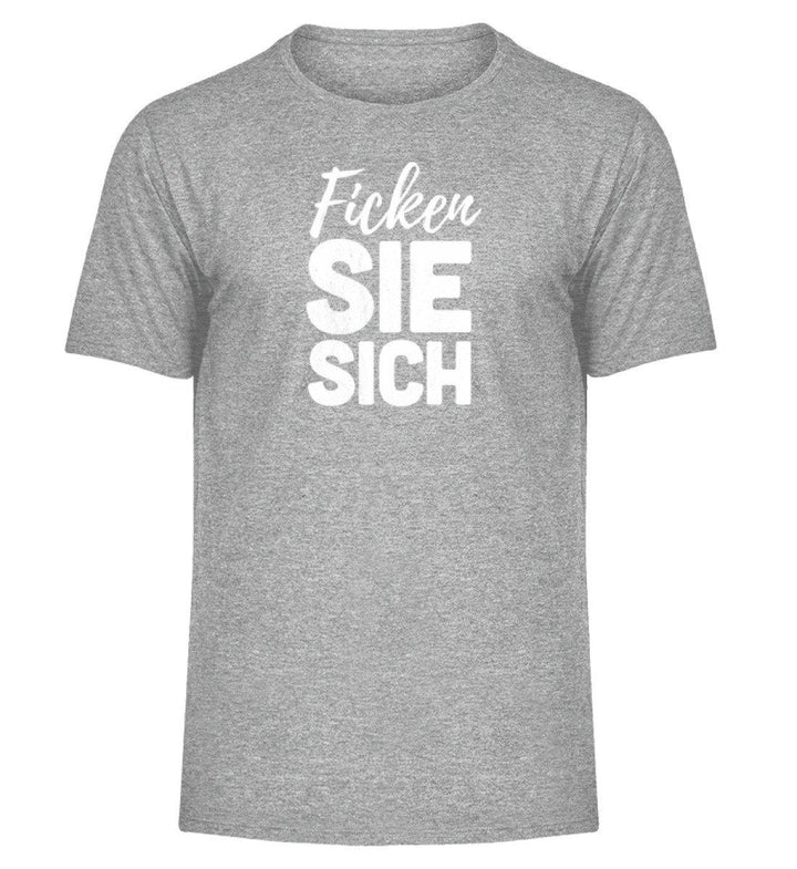 F!cken Sie sich - Words on Shirts - PR  - Herren Melange Shirt - Words on Shirts Sag es mit dem Mittelfinger Shirts Hoodies Sweatshirt Taschen Gymsack Spruch Sprüche Statement