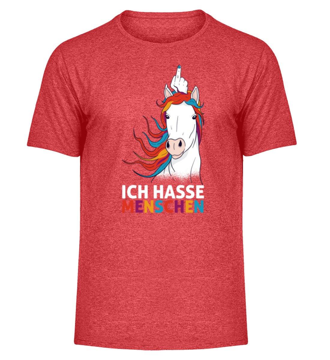 Einhorn hasse Menschen Words on Shirts  - Herren Melange Shirt