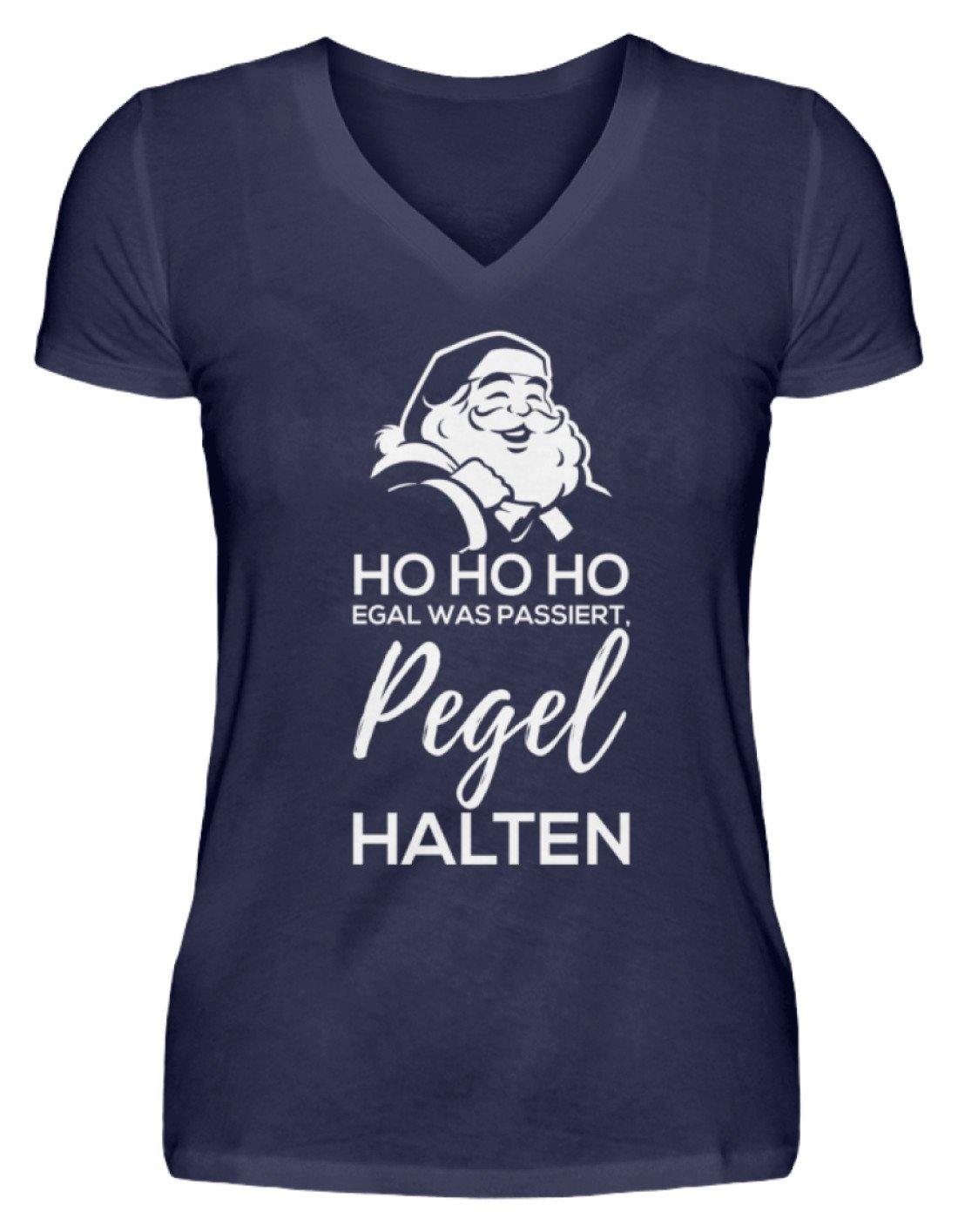 Santa Pegel halten - Words on Shirt  - V-Neck Damenshirt