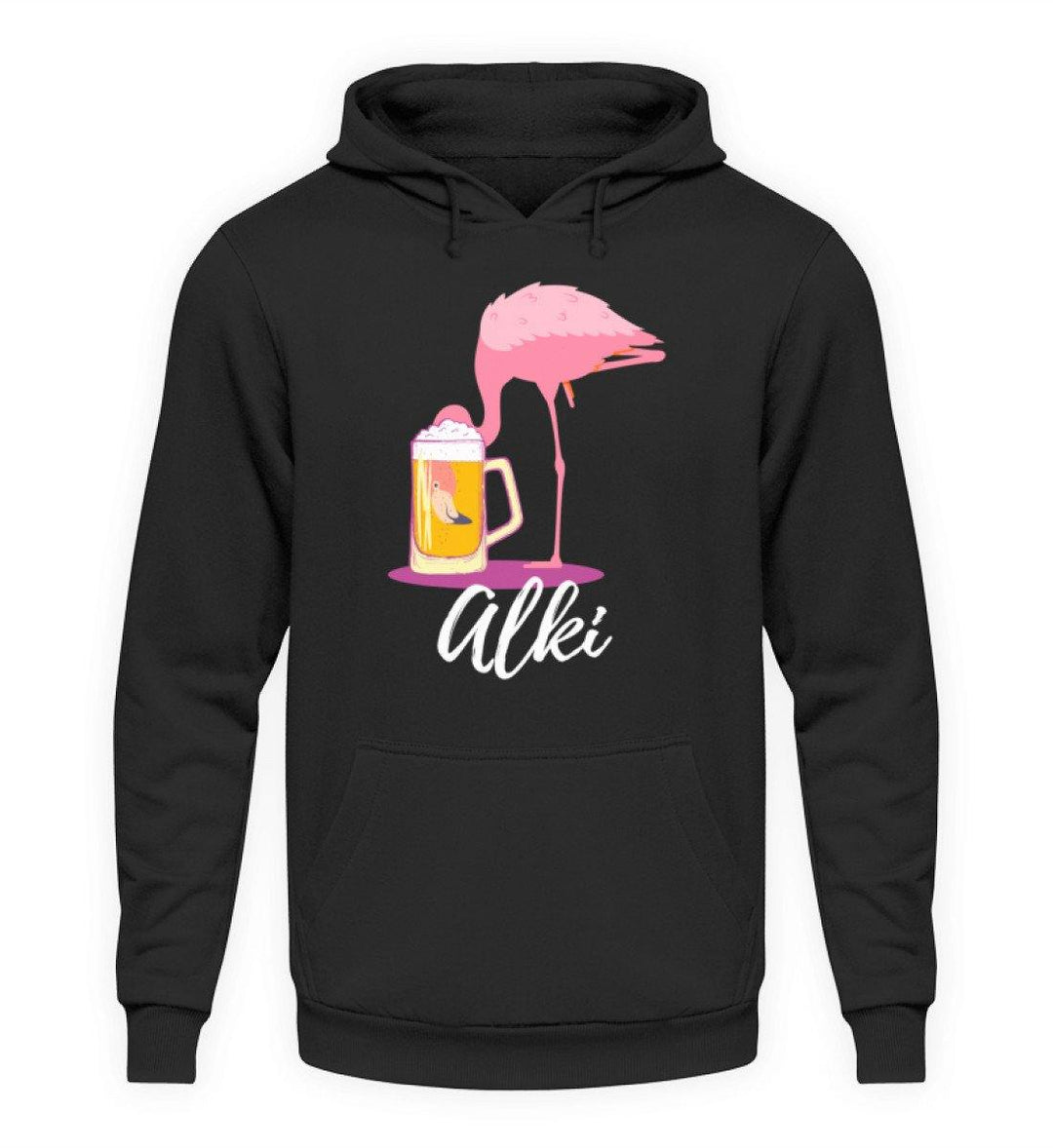 Flamingo Alki - Words on Shirt  - Unisex Kapuzenpullover Hoodie - Words on Shirts Sag es mit dem Mittelfinger Shirts Hoodies Sweatshirt Taschen Gymsack Spruch Sprüche Statement
