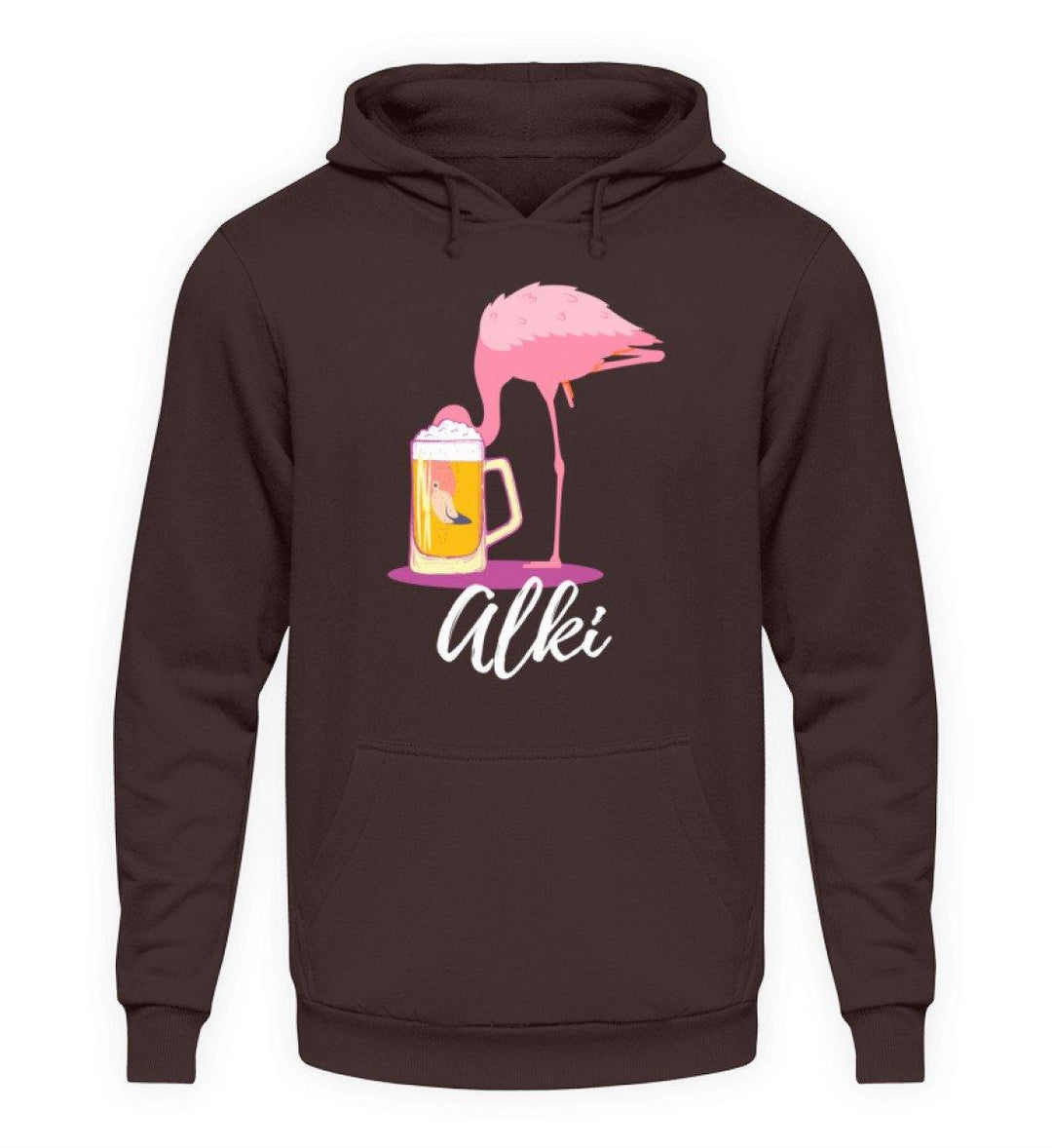 Flamingo Alki - Words on Shirt  - Unisex Kapuzenpullover Hoodie - Words on Shirts Sag es mit dem Mittelfinger Shirts Hoodies Sweatshirt Taschen Gymsack Spruch Sprüche Statement