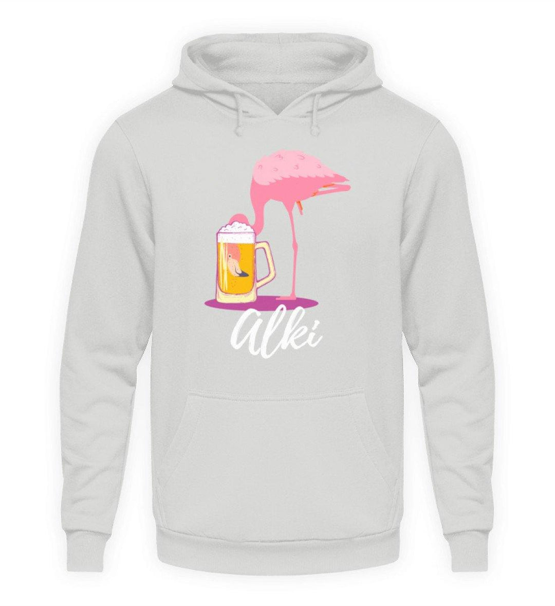 Flamingo Alki - Words on Shirt  - Unisex Kapuzenpullover Hoodie - Words on Shirts Sag es mit dem Mittelfinger Shirts Hoodies Sweatshirt Taschen Gymsack Spruch Sprüche Statement