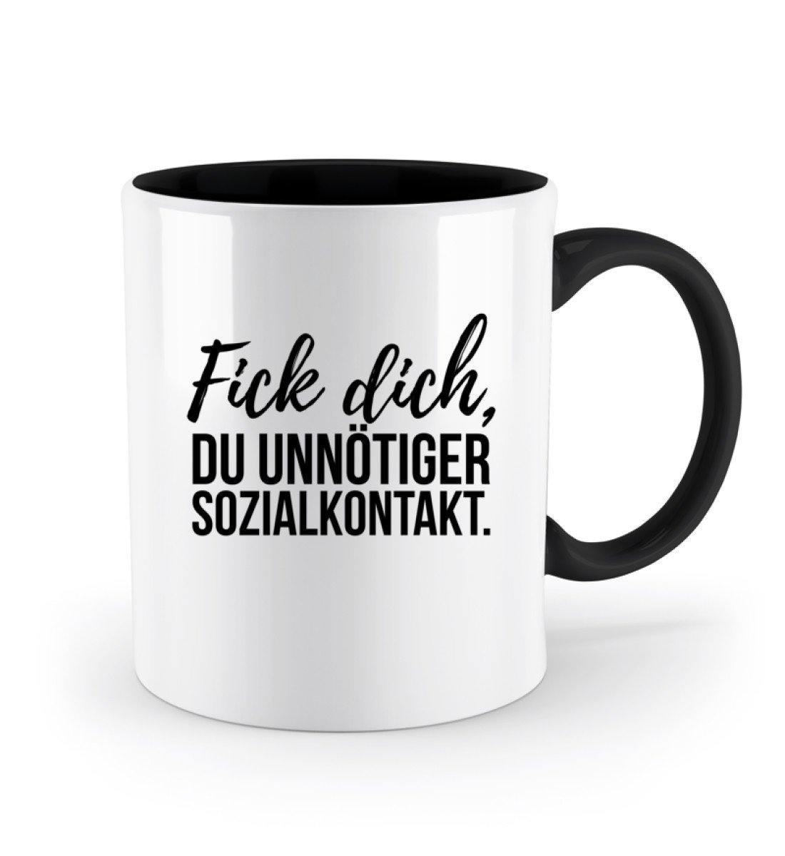 F!ck dich, du unnötiger Sozialkontakt  - Zweifarbige Tasse