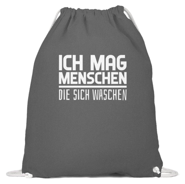 Ich mag Menschen - Words on Shirts  - Baumwoll Gymsac - Words on Shirts Sag es mit dem Mittelfinger Shirts Hoodies Sweatshirt Taschen Gymsack Spruch Sprüche Statement