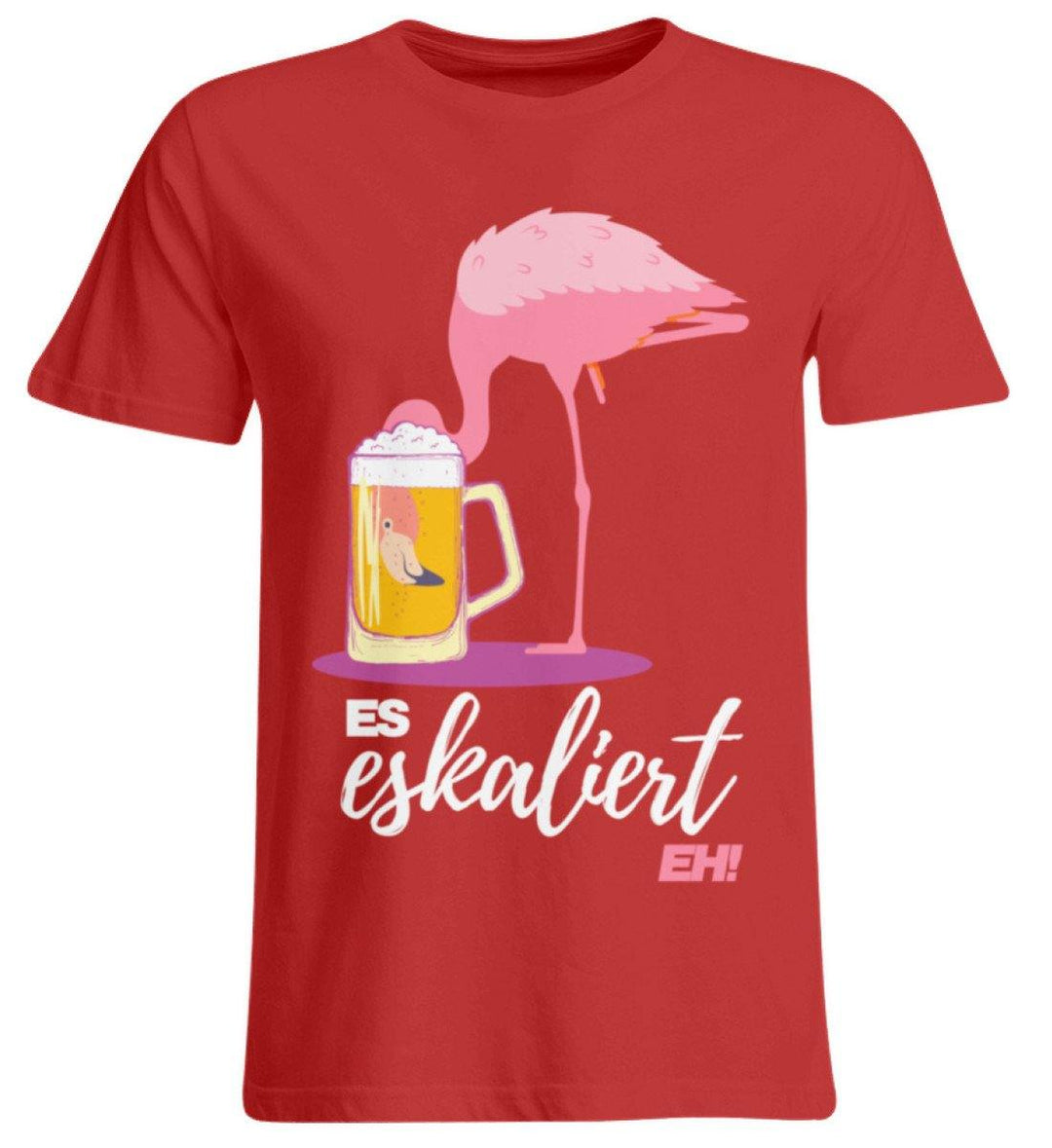 Es Eskaliert Eh - Flamingo  - Übergrößenshirt - Words on Shirts Sag es mit dem Mittelfinger Shirts Hoodies Sweatshirt Taschen Gymsack Spruch Sprüche Statement