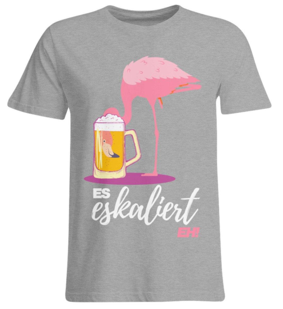 Es Eskaliert Eh - Flamingo  - Übergrößenshirt - Words on Shirts Sag es mit dem Mittelfinger Shirts Hoodies Sweatshirt Taschen Gymsack Spruch Sprüche Statement