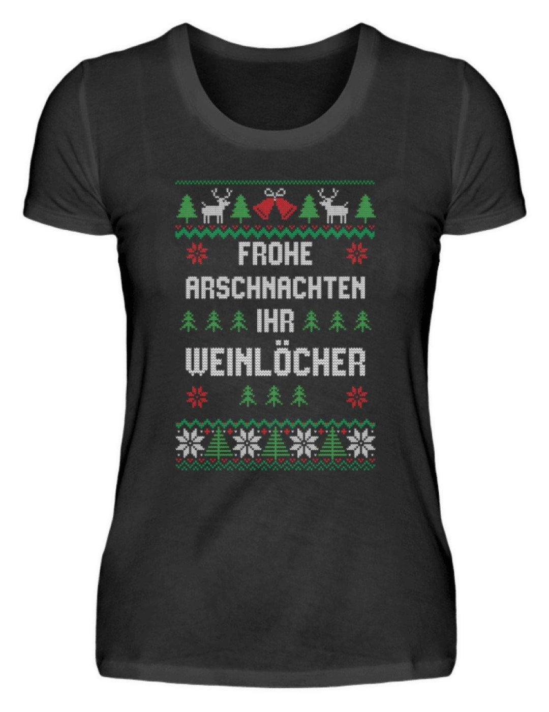 Frohe Arschnachten - Words on Shirts  - Damen Premiumshirt - Words on Shirts Sag es mit dem Mittelfinger Shirts Hoodies Sweatshirt Taschen Gymsack Spruch Sprüche Statement