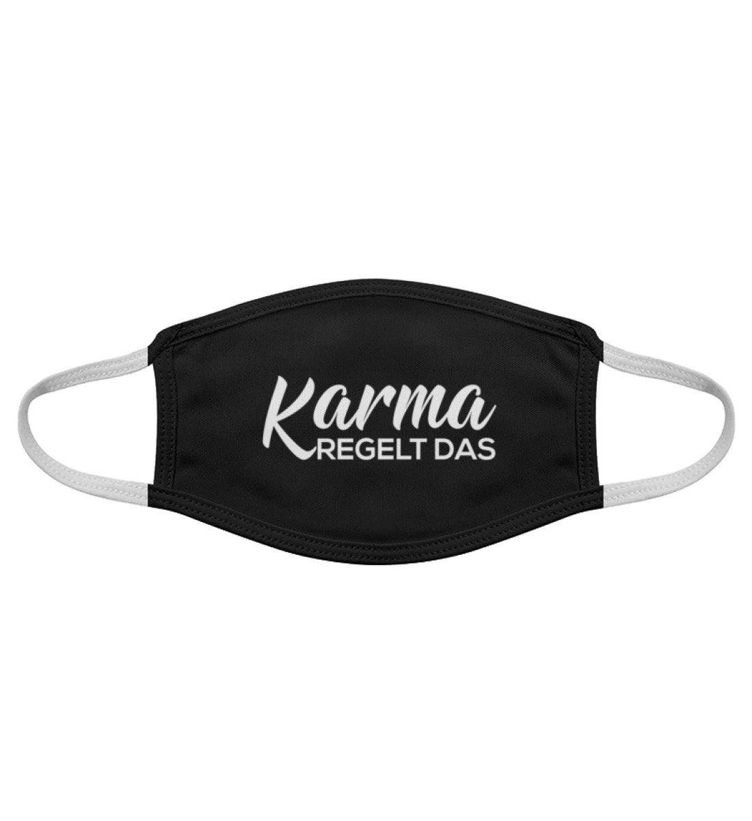 Karma regelt das - Maske  - Gesichtsmaske - Words on Shirts - Words on Shirts Sag es mit dem Mittelfinger Shirts Hoodies Sweatshirt Taschen Gymsack Spruch Sprüche Statement