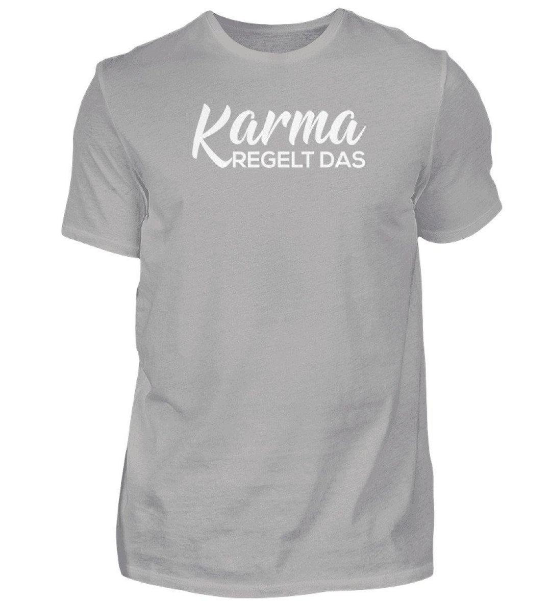 Karma regelt das-  Words on Shirts - PR  - Herren Premiumshirt - Words on Shirts Sag es mit dem Mittelfinger Shirts Hoodies Sweatshirt Taschen Gymsack Spruch Sprüche Statement