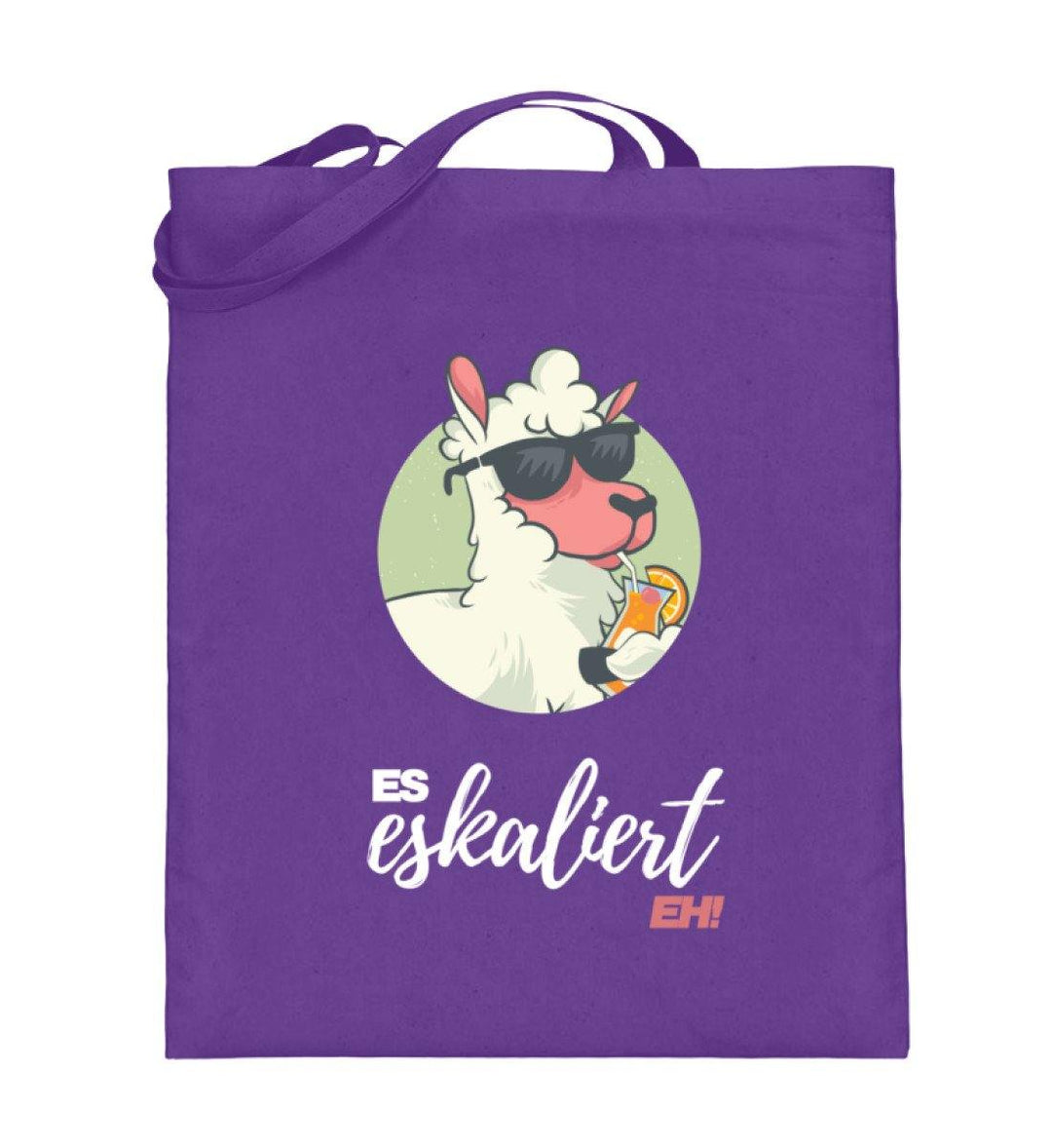 Es eskaliert eh - Lama - Words on Shirts  - Jutebeutel (mit langen Henkeln) - Words on Shirts Sag es mit dem Mittelfinger Shirts Hoodies Sweatshirt Taschen Gymsack Spruch Sprüche Statement