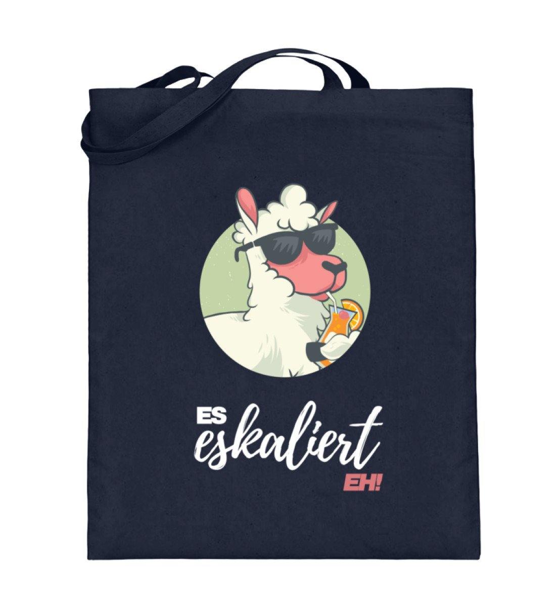 Es eskaliert eh - Lama - Words on Shirts  - Jutebeutel (mit langen Henkeln)
