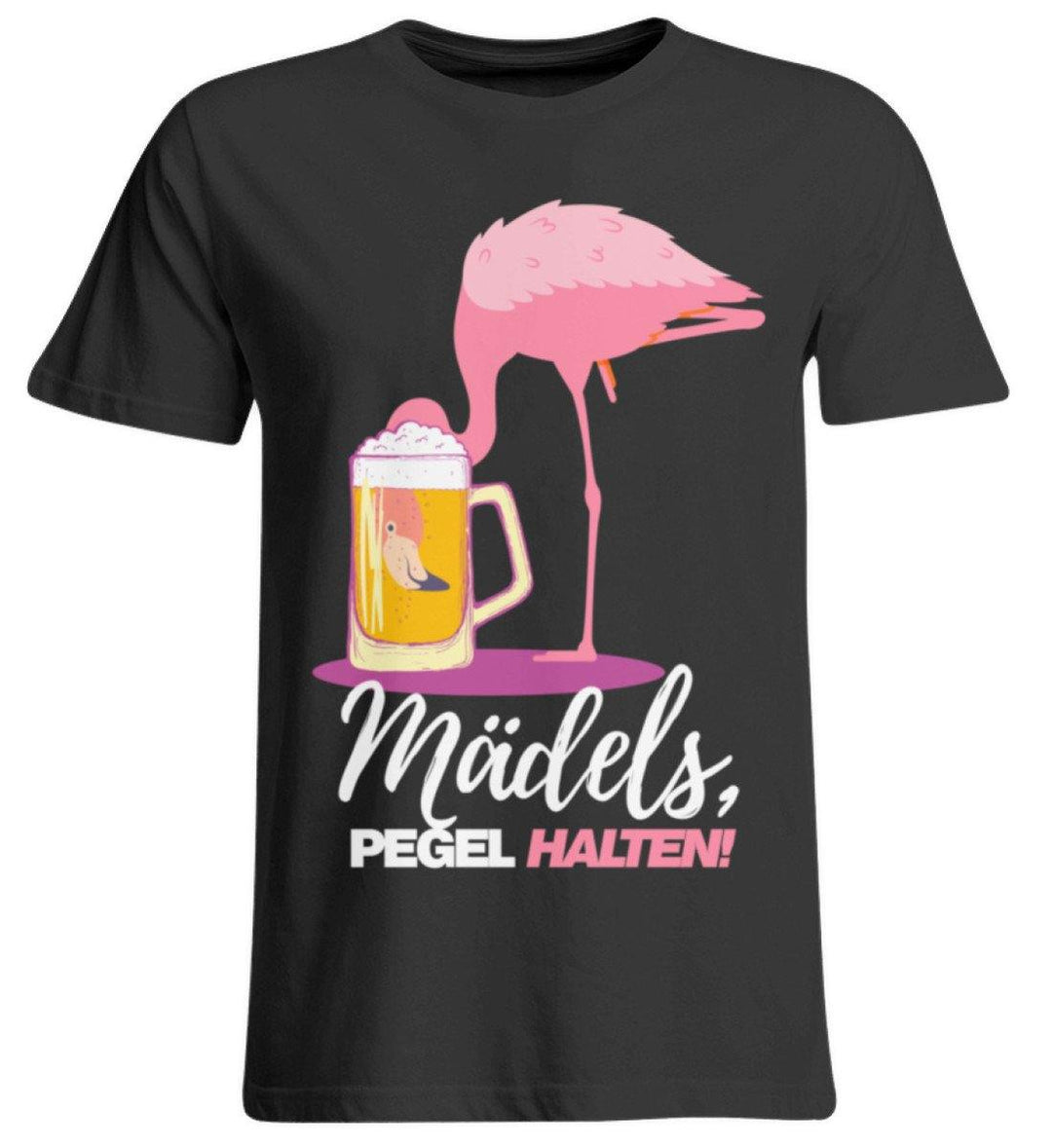 Mädels, Pegel halte - Flamingo  - Übergrößenshirt - Words on Shirts Sag es mit dem Mittelfinger Shirts Hoodies Sweatshirt Taschen Gymsack Spruch Sprüche Statement